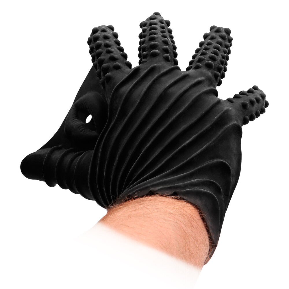 Fist It Black Textured Masturbation Glove - Ultimate Satisfaction