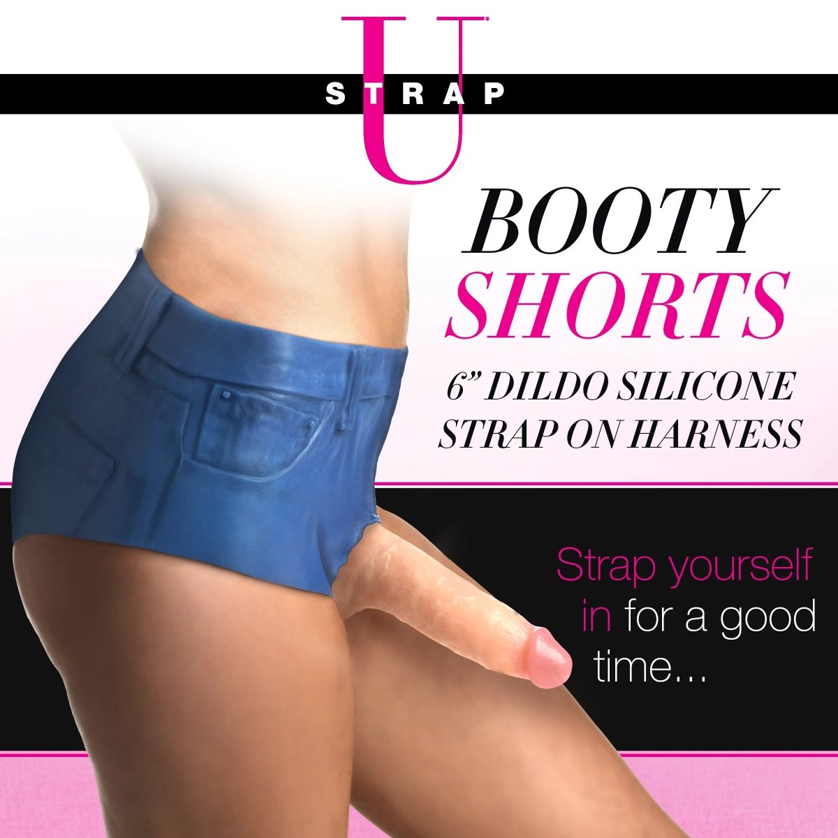 Strap U Booty Shorts 6" Dildo Silicone Strap On Harness Small