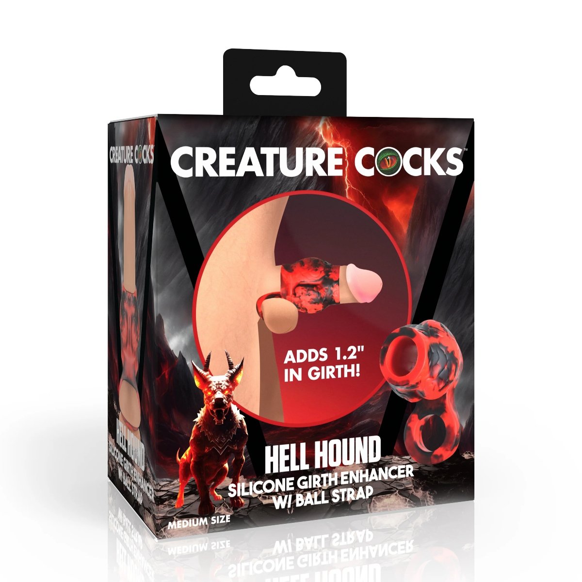 Creature Cocks Hell Hound Silicone Girth Enhancer With Ball Strap Medium