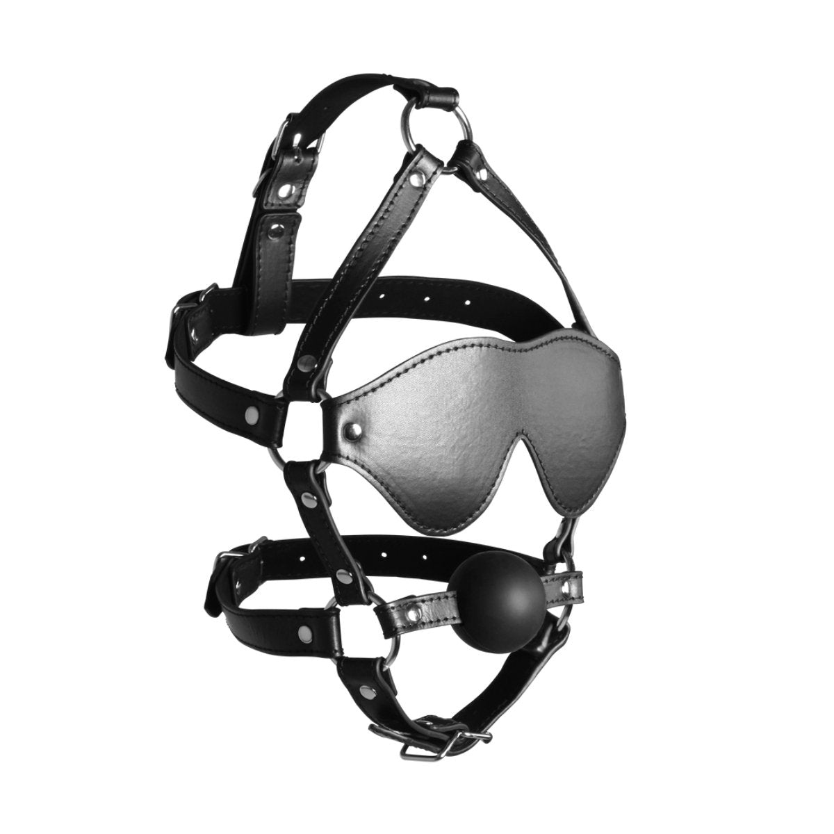 Black Sensory Deprivation Head Harness with Ball Gag