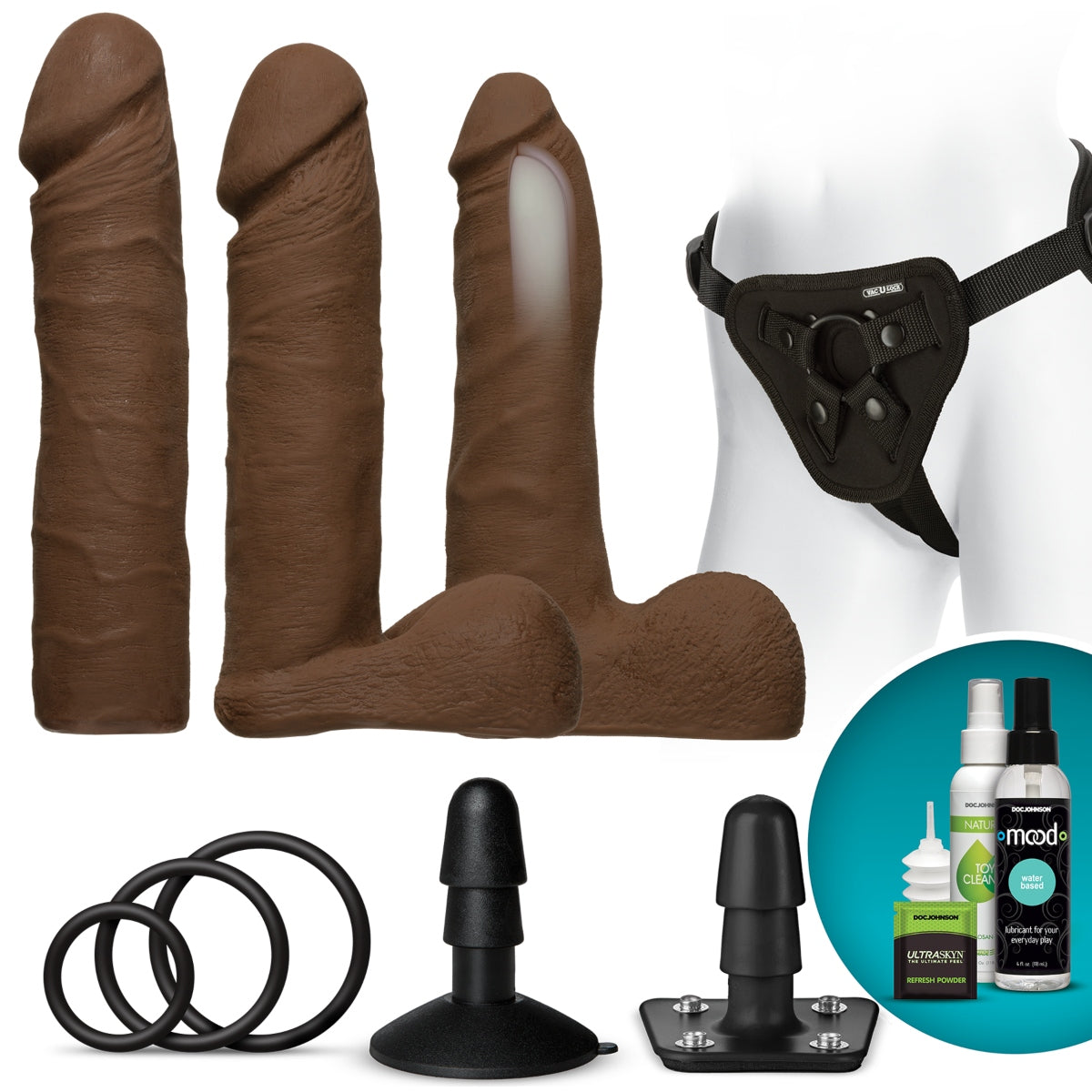 Strap On Harness Vac-U-Lock Dual Density ULTRASKYN Set - Chocolate   