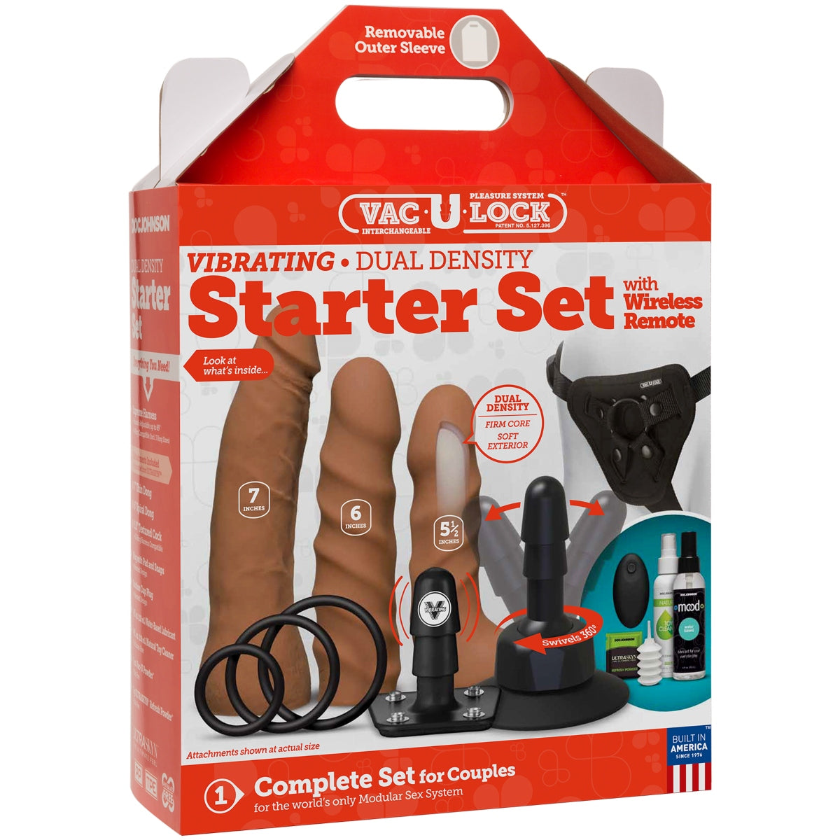 Strap On Harness Vac-U-Lock VIBRATING Dual Density Starter Set - Caramel   