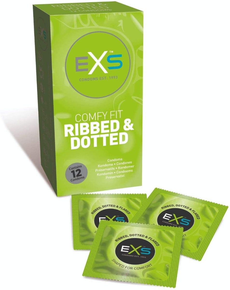 Condoms EXS Ribbed and Dotted 12 pack   