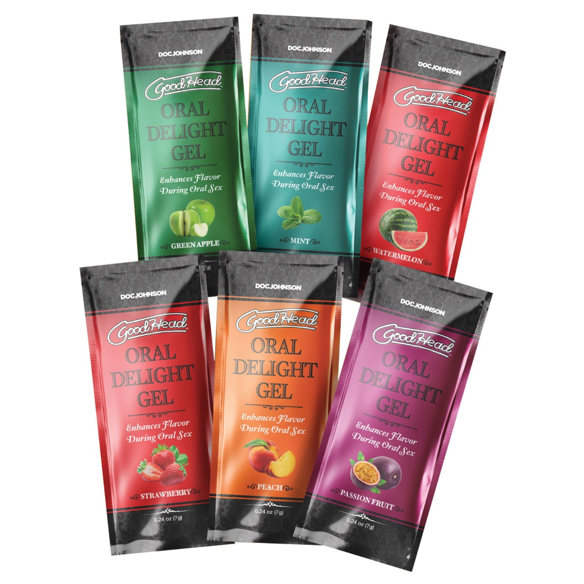 Flavoured Lube GoodHead - 6 Pack - Green Apple  Mint  Peach  Strawberry  Watermelon  Passion Fruit   