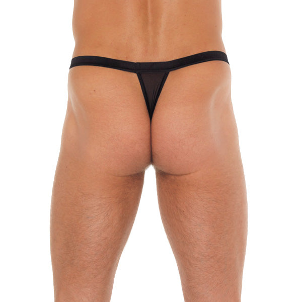 > Sexy Briefs > Male Mens Black GString With Red Pouch   