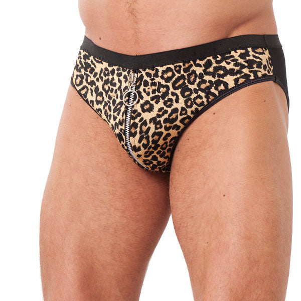 > Sexy Briefs > Male Mens Animal Print Briefs With Zipper   