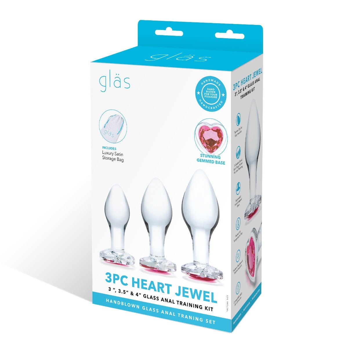 Butt Plugs 3PC HEART JEWEL ANAL TRAINING KIT   