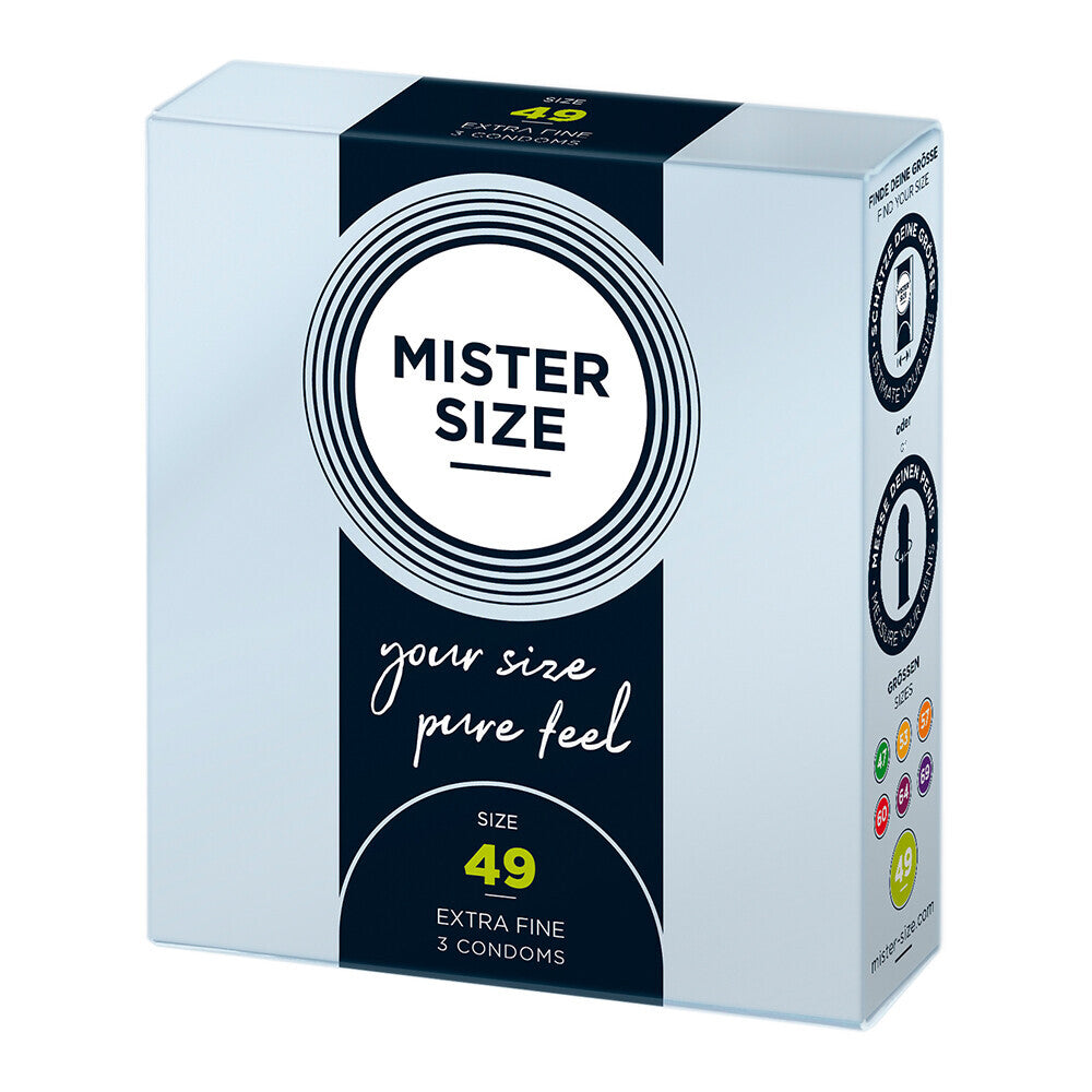> Condoms > Natural and Regular Mister Size 49mm Your Size Pure Feel Condoms 3 Pack   