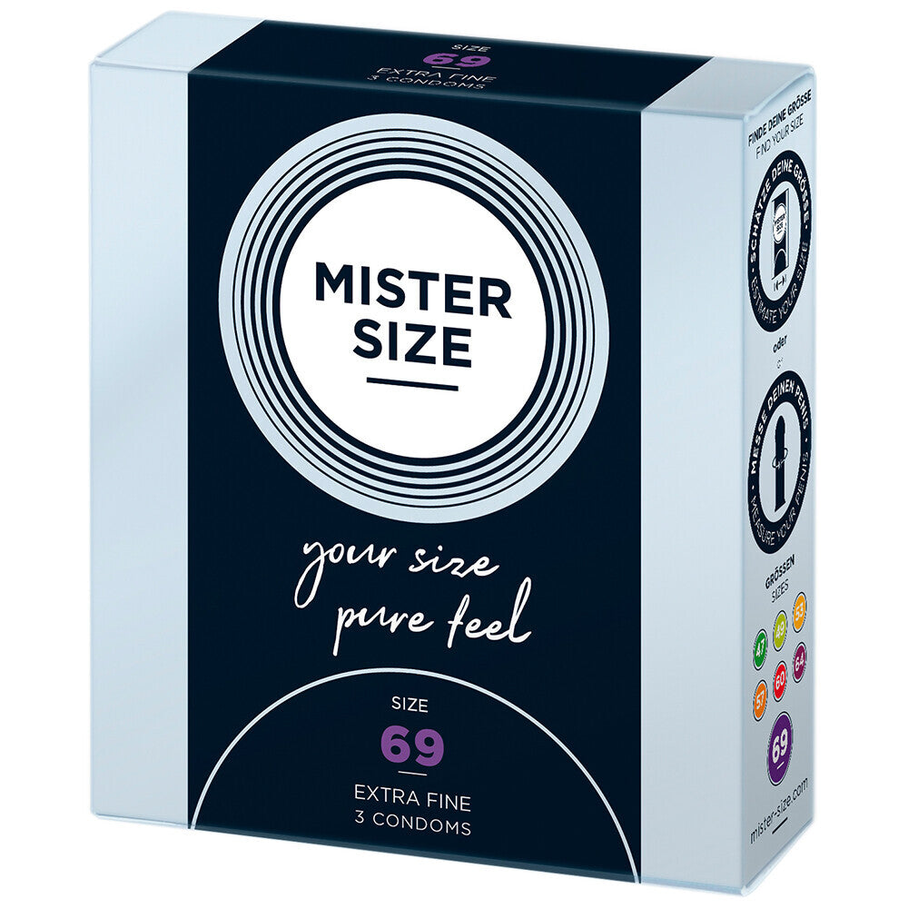> Condoms > Large and X-Large Mister Size 69mm Your Size Pure Feel Condoms 3 Pack   