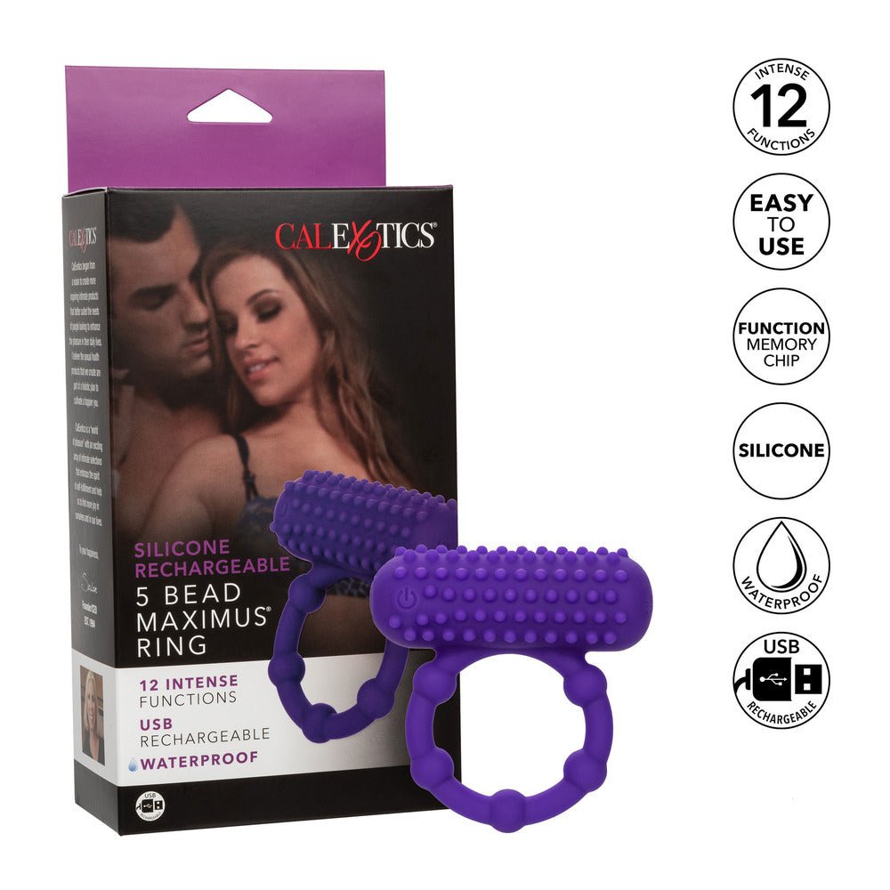 > Sex Toys For Men > Love Ring Vibrators 5 Bead Maximus Rechargeable Cock Ring   