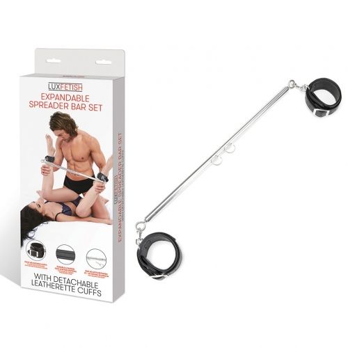 Handcuffs Expandable Spreader Bar Set 35 - 47" With Detachable Leatherette Cuffs"   