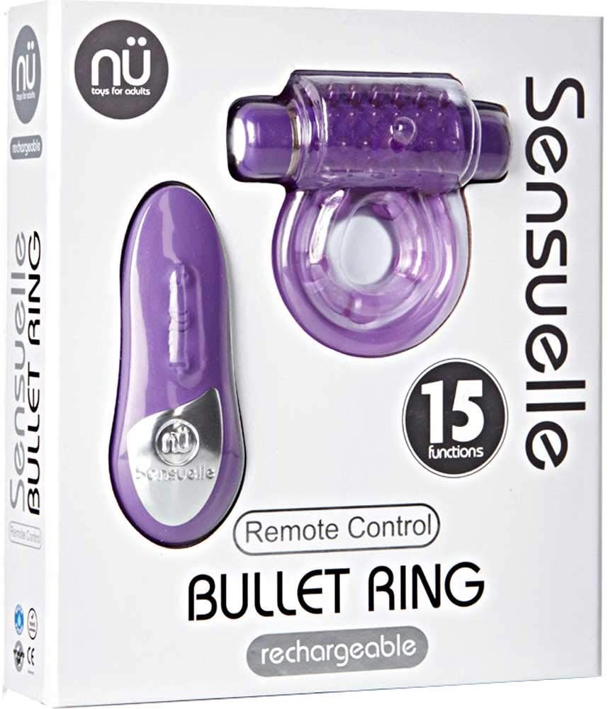 Vibrating Cock Rings Sensuelle Remote Control Bullet Ring 15 Function Cock Ring Purple   