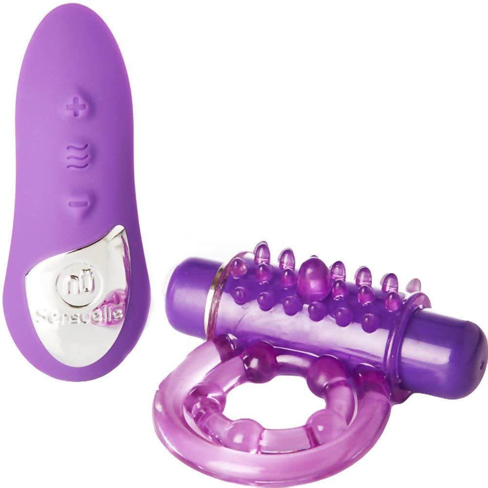 Vibrating Cock Rings Sensuelle Remote Control Bullet Ring 15 Function Cock Ring Purple   