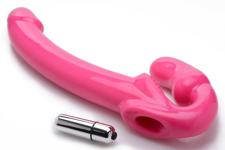 Strap Ons 7X Revolver Slim Vibrating Strapless Strap-On Pink   