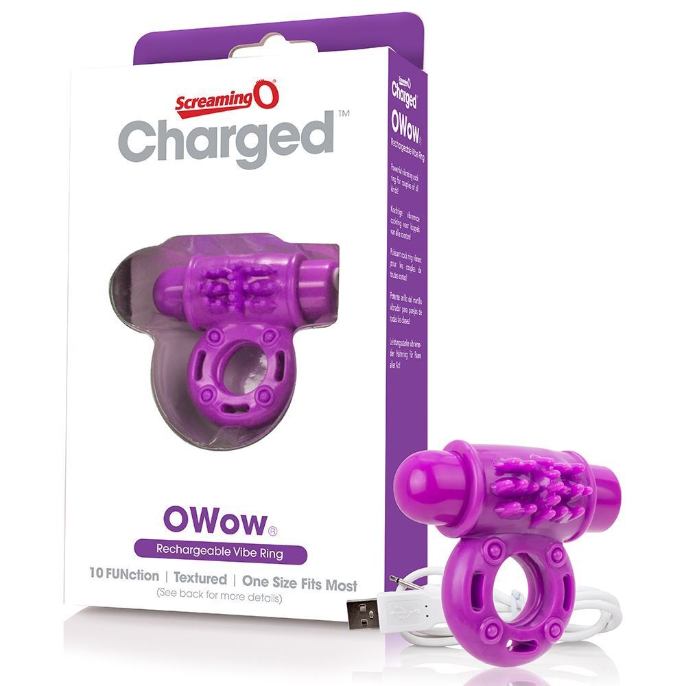 > Sex Toys For Men > Love Rings Screaming O Charged OWow Purple Vibrating Cock Ring   