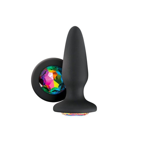 > Anal Range > Jewel Butt Plugs Glams Silicone Rainbow Gem Butt Plug Black   