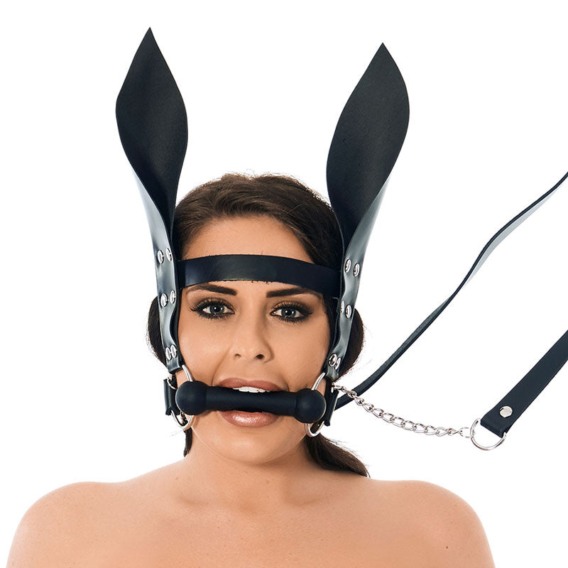 > Bondage Gear > Gags and Bits Horsebit Mouth Gag With Reins And Ears   