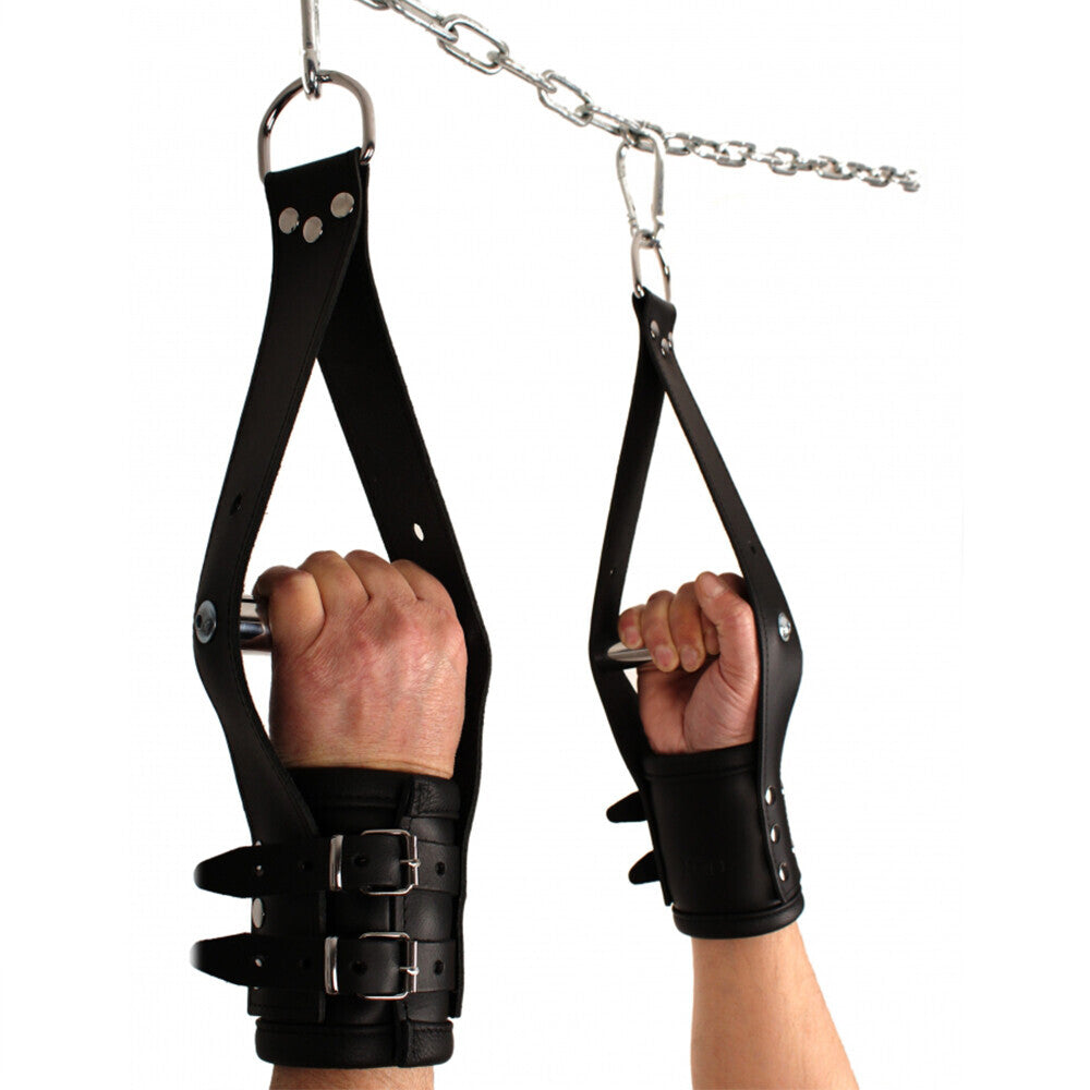 > Bondage Gear > Restraints The Red Deluxe Leather Suspension Handcuffs   