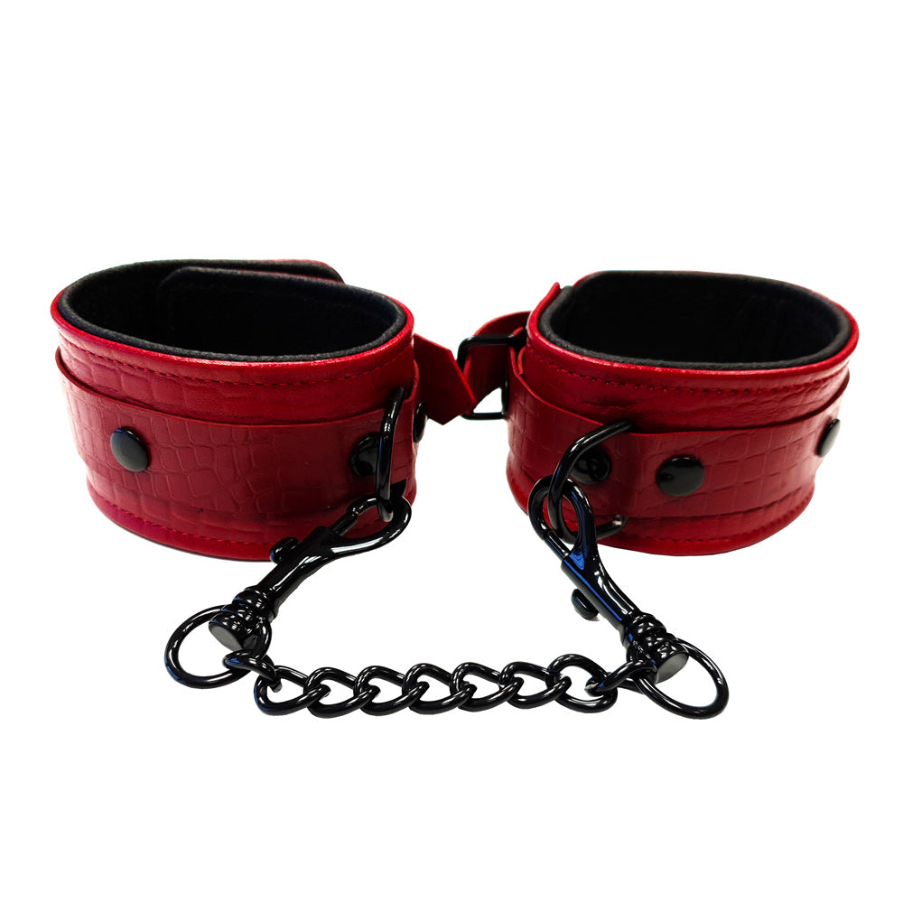 > Bondage Gear > Restraints Rouge Garments Leather Croc Print Ankle Cuffs   