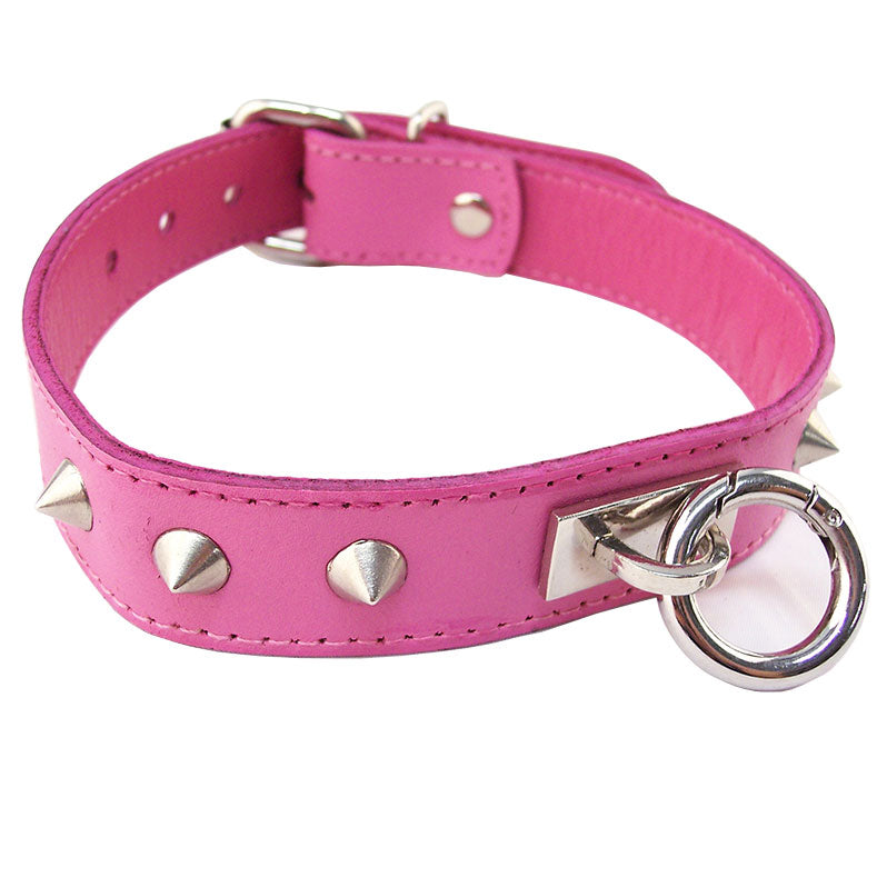 > Bondage Gear > Collars Rouge Garments Pink Studded ORing Studded Collar   