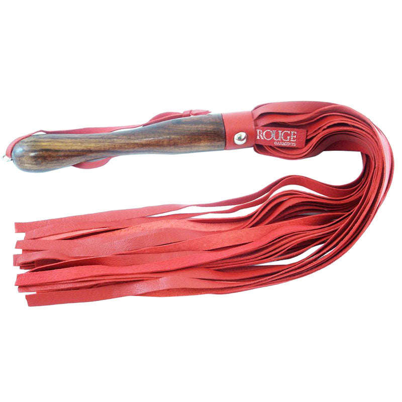 > Bondage Gear > Whips Rouge Garments Wooden Handled Red Leather Flogger   