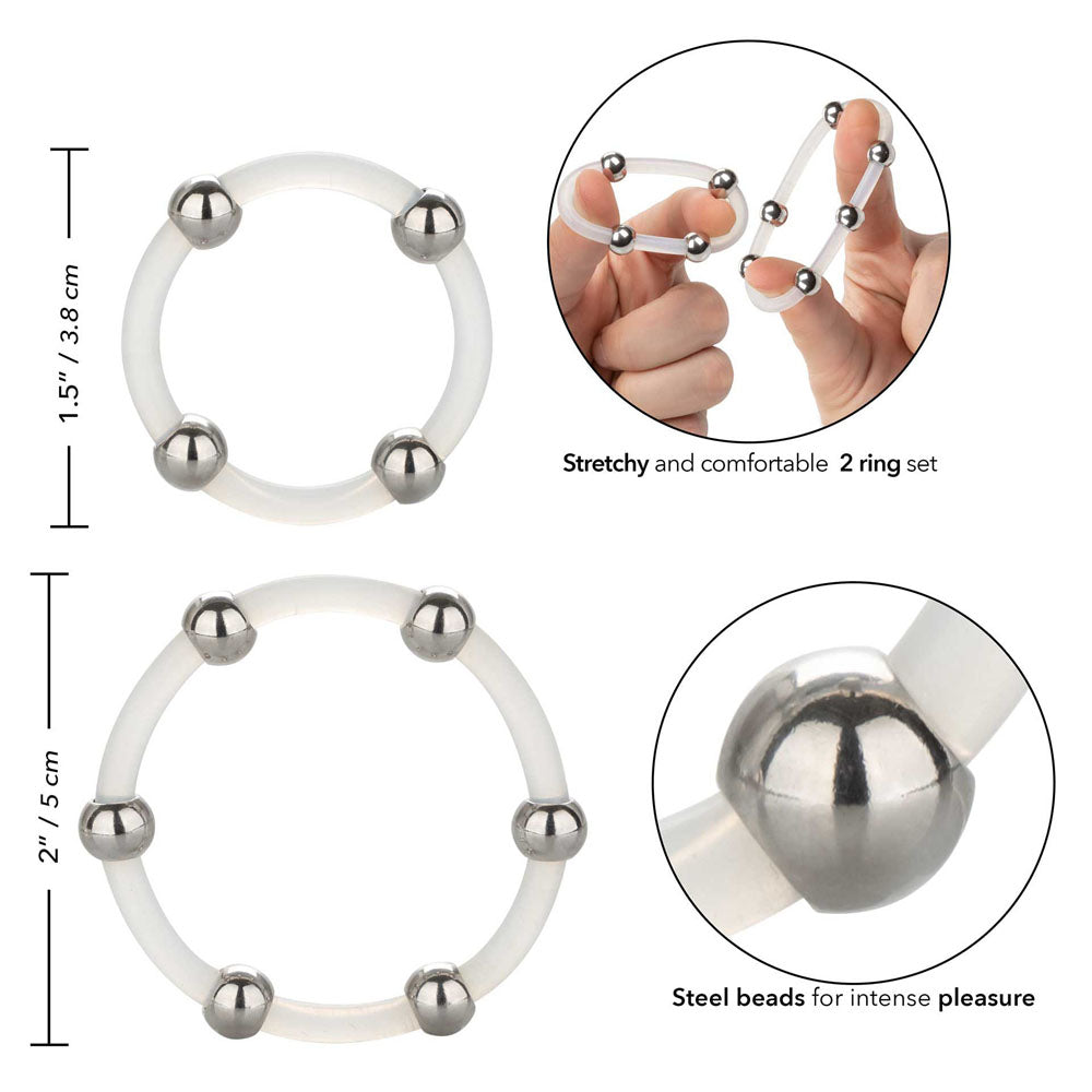 > Sex Toys For Men > Love Rings Steel Beaded Silicone Ring Set   