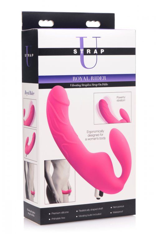 Strap Ons Royal Rider Vibrating Silicone Strapless Strap On Dildo   