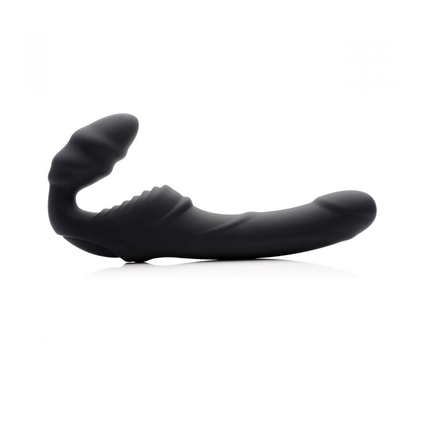 Strap Ons Strap U Slim Rider Ribbed Vibrating Silicone Strapless Strap On   