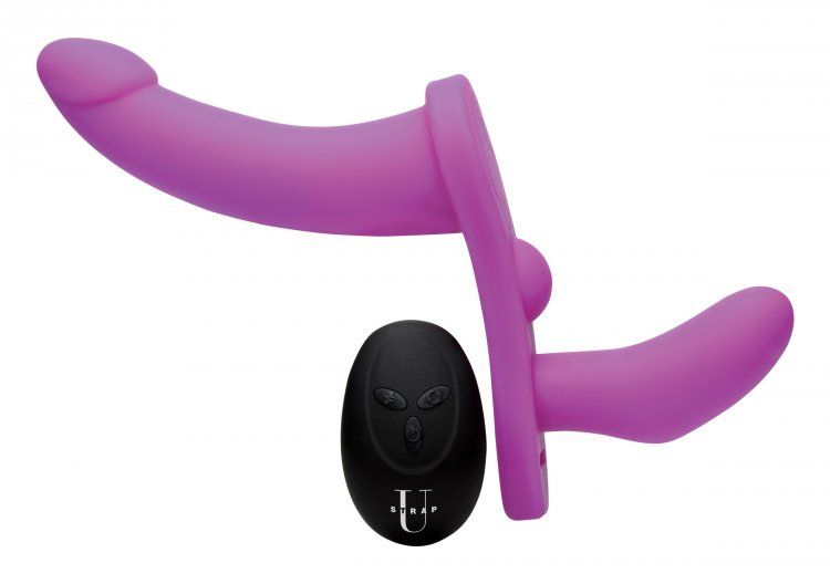 Strap On Harness Double Take 10X Double Penetration Vibrating Strap-on Harness - Purple   