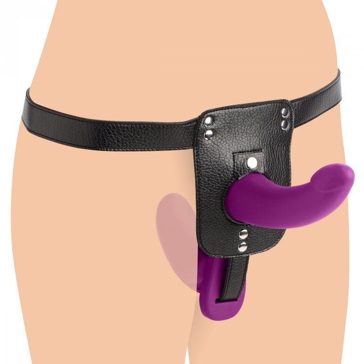 Strap On Harness Double Take 10X Double Penetration Vibrating Strap-on Harness - Purple   