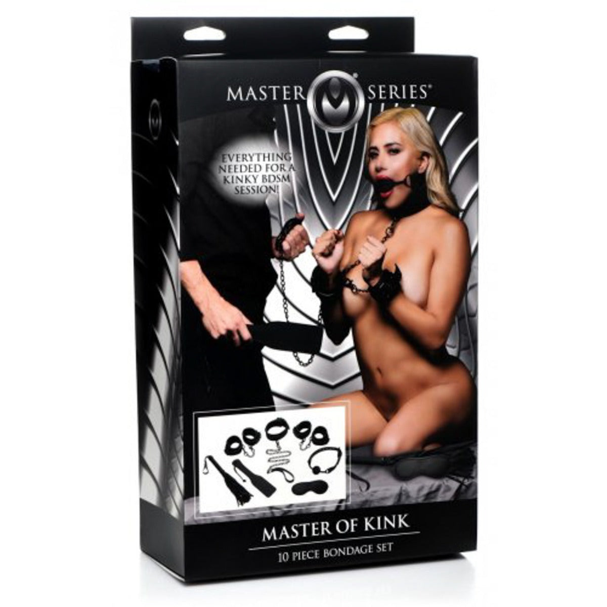 Handcuffs Master Series Master of Kink 10 Piece Deluxe Bondage Set Black   