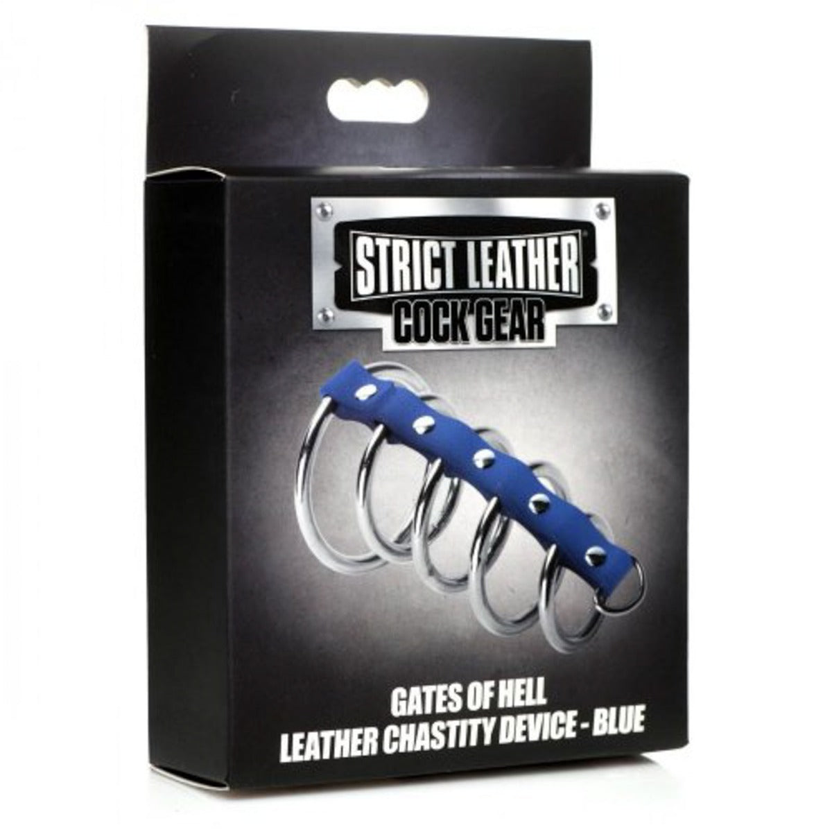 Metal Cock Rings Strict Leather Cock Gear Leather and Steel Gates of Hell Blue   
