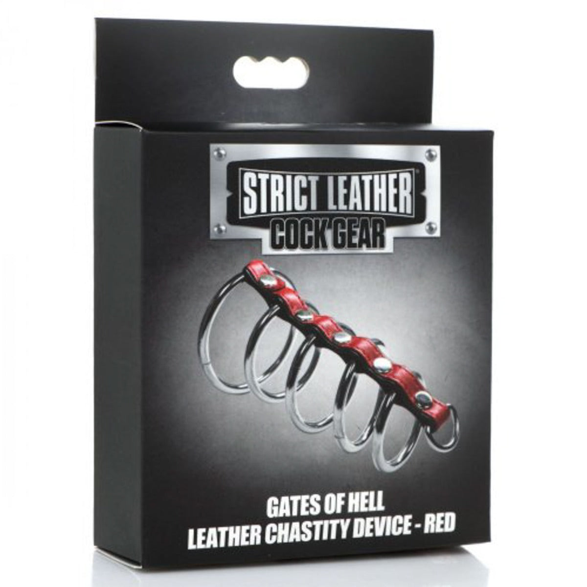 Metal Cock Rings Strict Leather Cock Gear Leather and Steel Gates of Hell Red   
