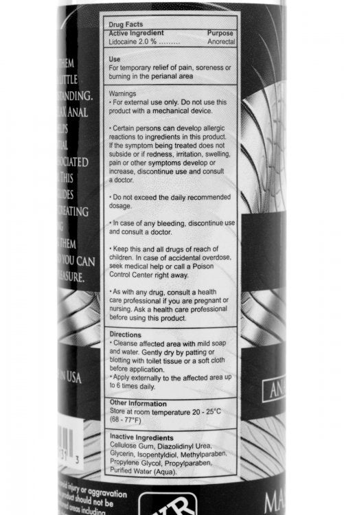 Fisting Cream & Anal Relaxants Ass Relax  Desensitizing Lubricant  4.25 oz.   