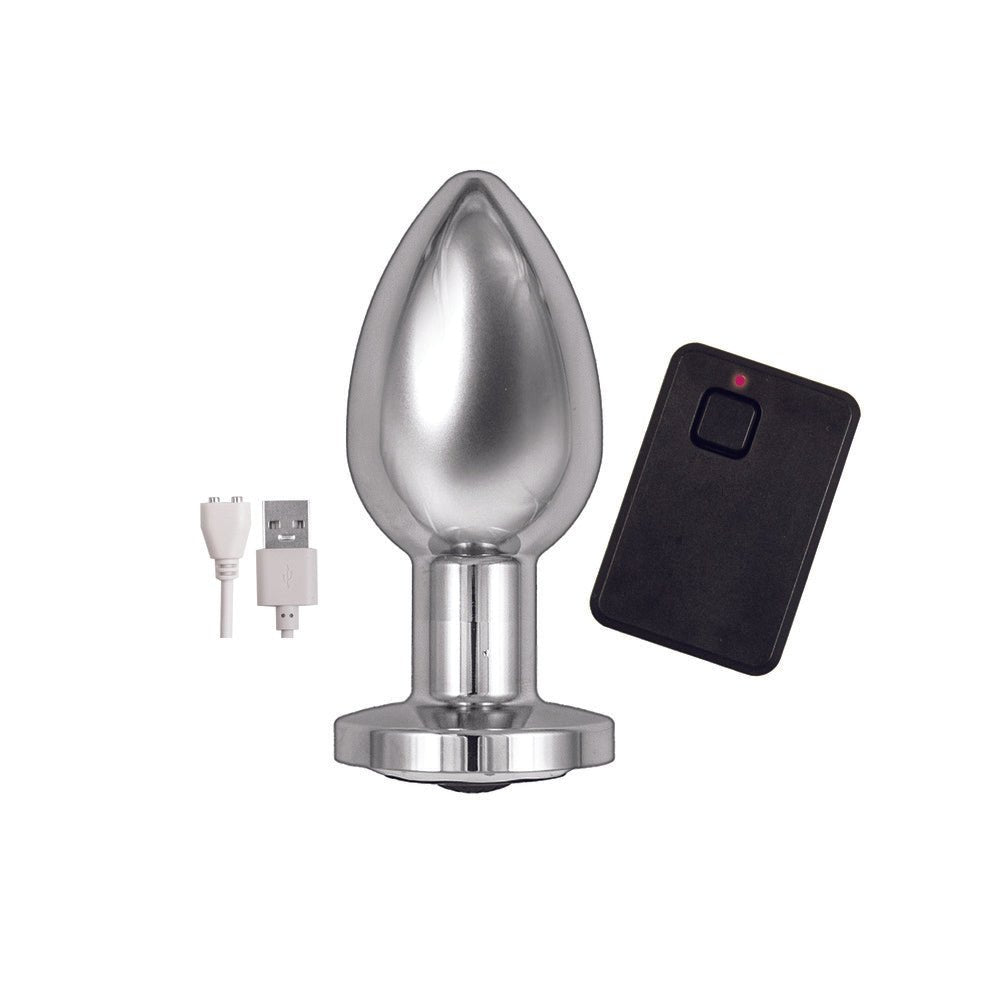 Vibrating Butt Plugs Ass Sation Remote Vibrating Butt Plug Silver   