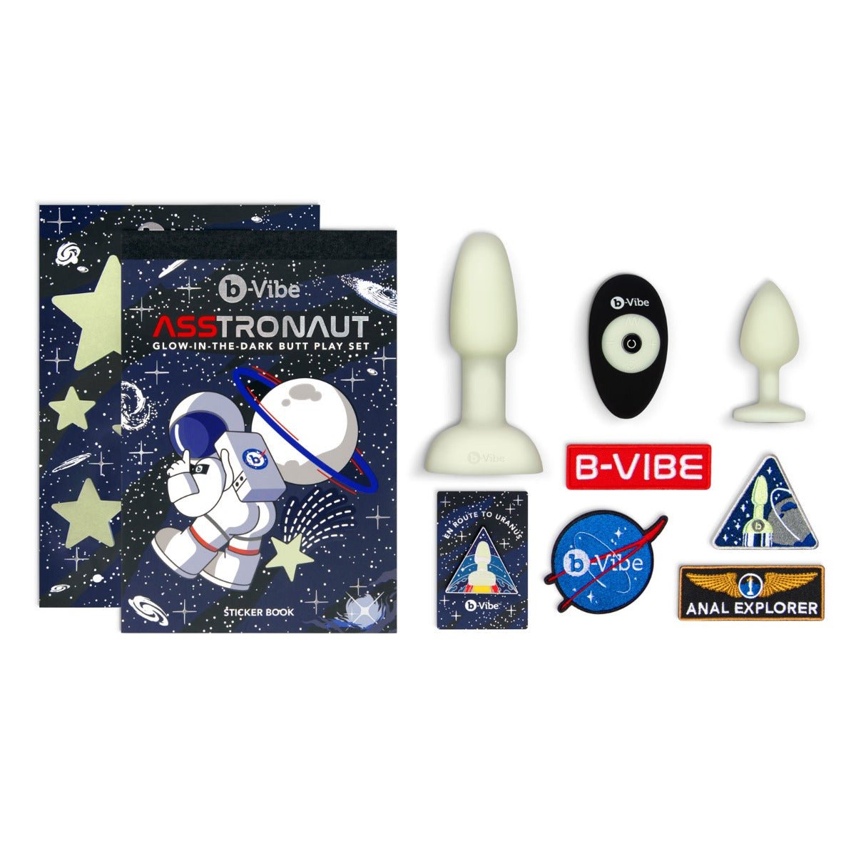 Sex Toy Kits B-Vibe Asstronaut Glow-In-The-Dark Butt Play Set   