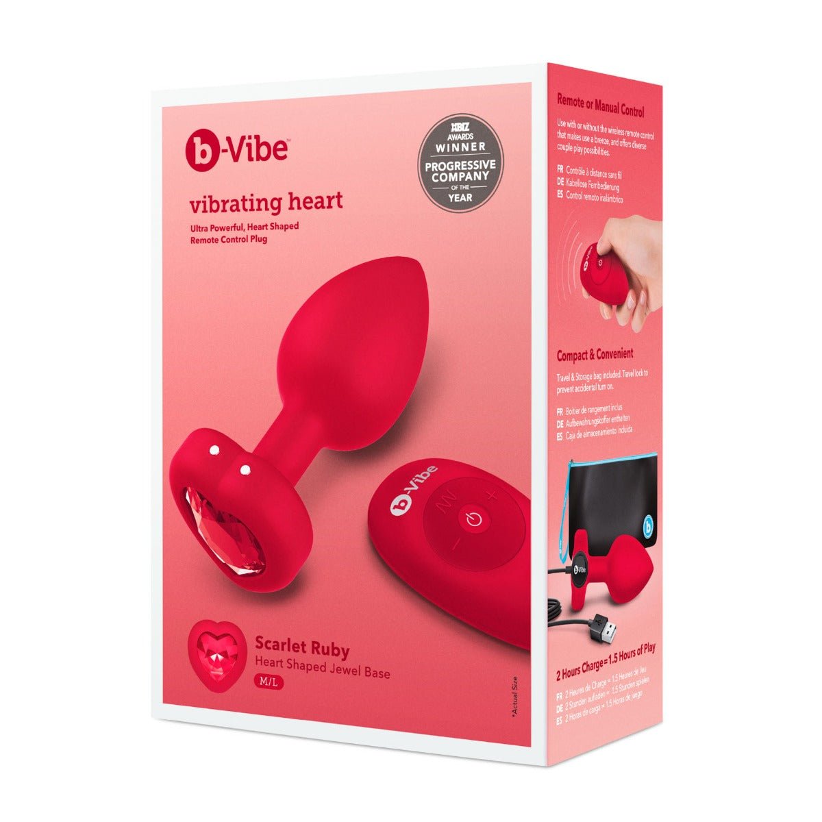 Vibrating Butt Plugs b-Vibe Vibrating Heart Plug Red M/L   