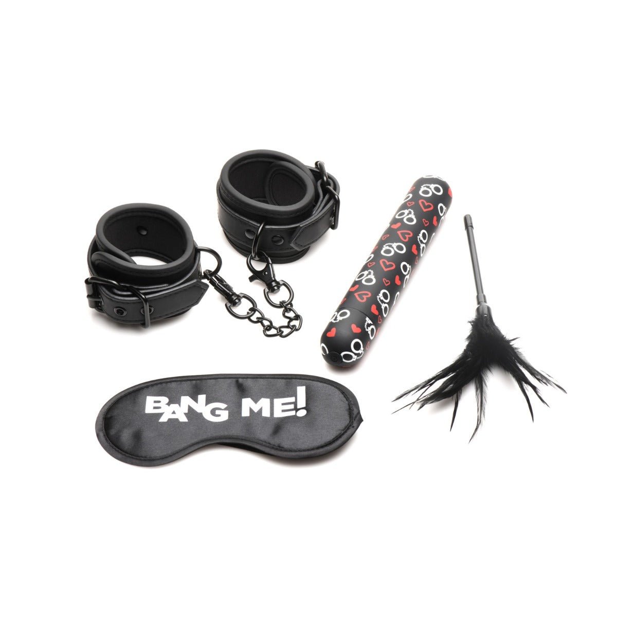 Bondage Kits BANG! Bondage Kit With XL Bullet Cuffs Tickler & Blindfold Black   