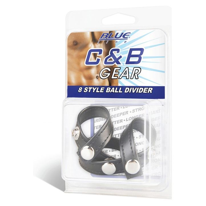 Adjustable Cock Rings Blue Line 8 Style Ball Divider Black   