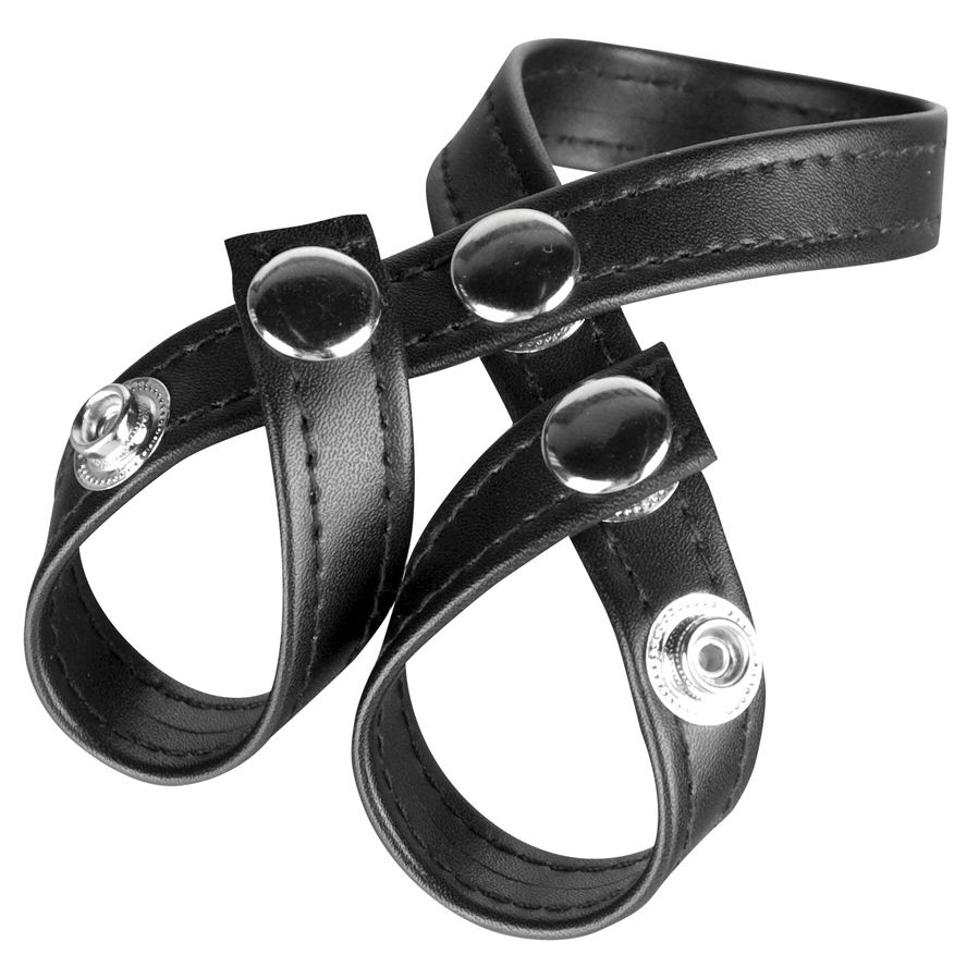 Adjustable Cock Rings Blue Line 8 Style Ball Divider Black   