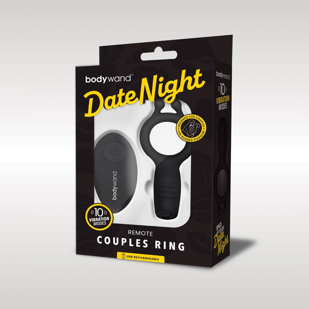 Vibrating Cock Rings Bodywand Date Night Vibrating Couples Ring With Remote - Black   