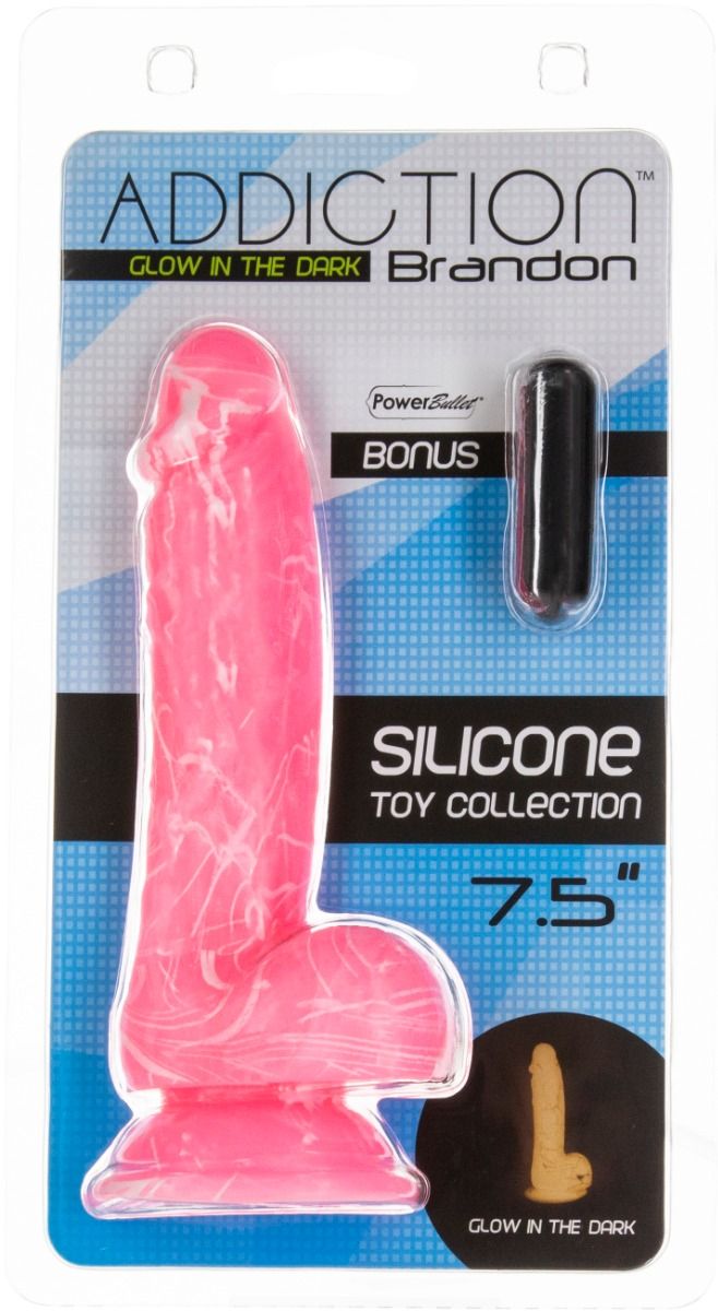 Suction Base Dildos BRANDON 7.5 Pink  Glow In Dark"   