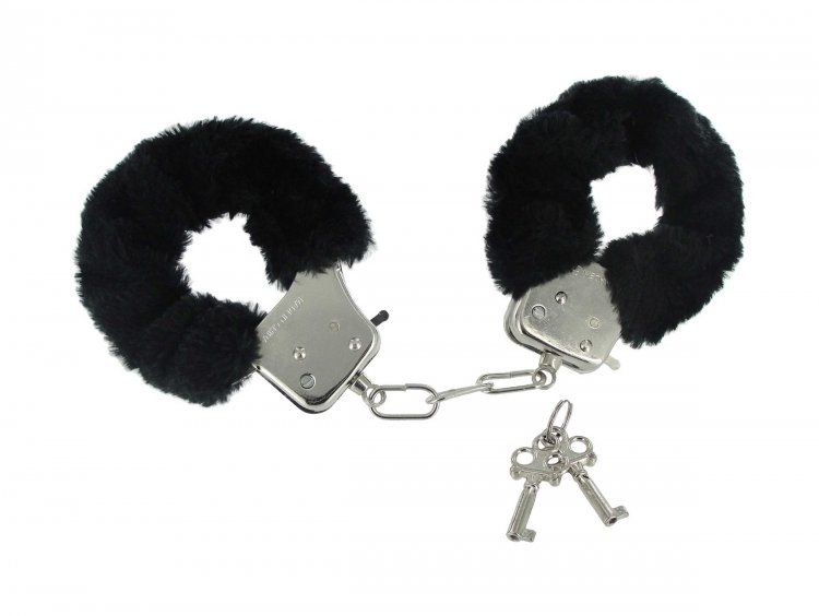 Handcuffs Caught In Candy  Black Furry Cuffs   