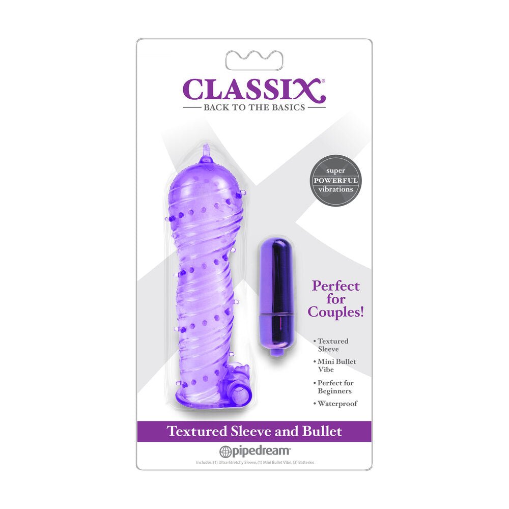 > Sex Toys For Men > Penis Sleeves Classix Textured Sleeve and Bullet Purple   