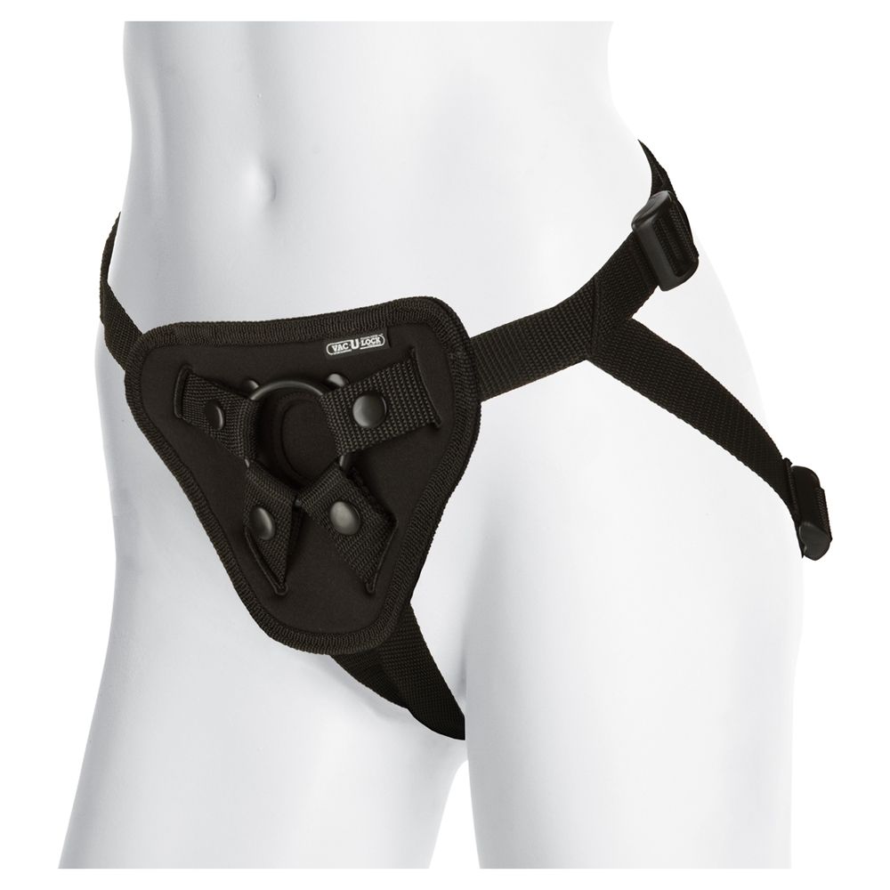 Strap On Harness Doc Johnson Vac-U-Lock Platinum Luxe Harness With Plug Black   