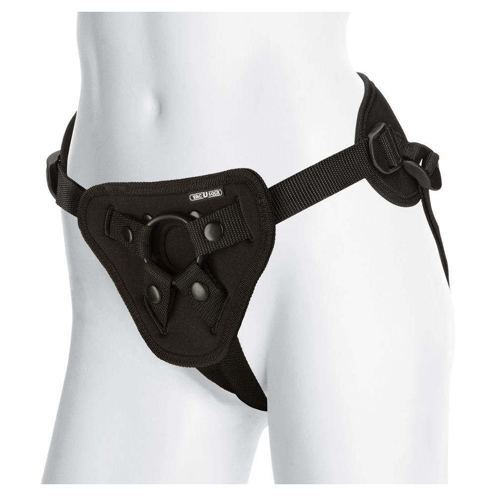 Strap On Harness Doc Johnson Vac-U-Lock Platinum Supreme Harness With Plug Black   