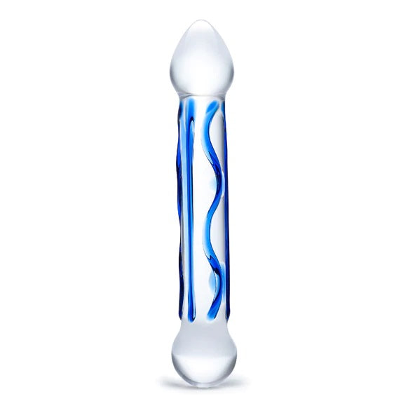 Glas Sex Toys Glas Full Tip Textured Glass Dildo Blue (6.5)"   