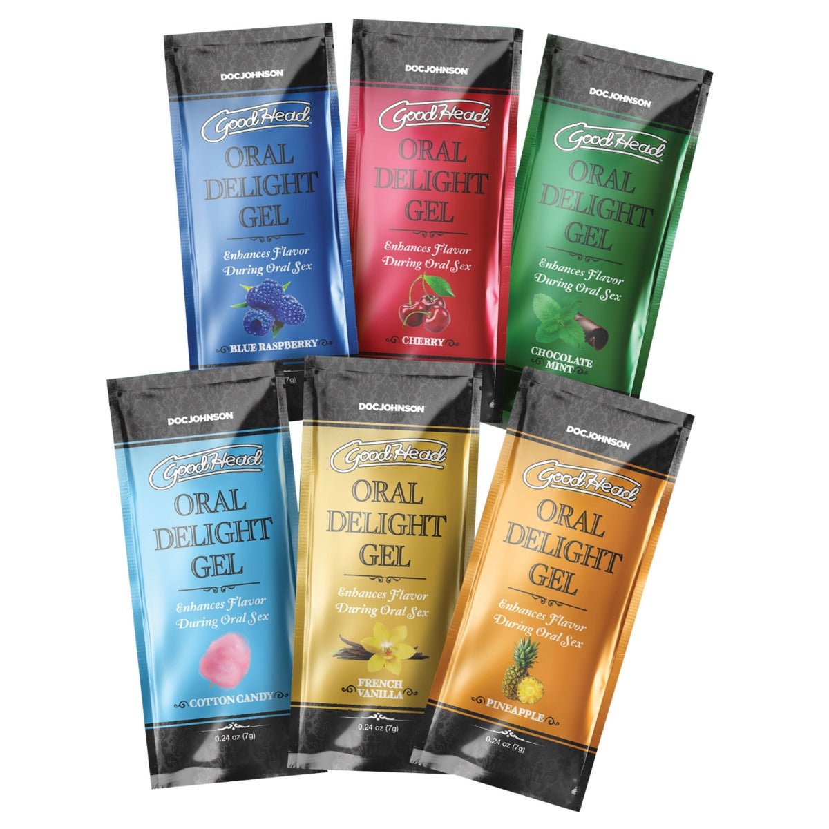 Flavoured Lube GoodHead Oral Delight Gel 6 Pack Blue Raspberry Cherry Chocolate Mint Cotton Candy French Vanilla Pineapple Oral Lubricant   