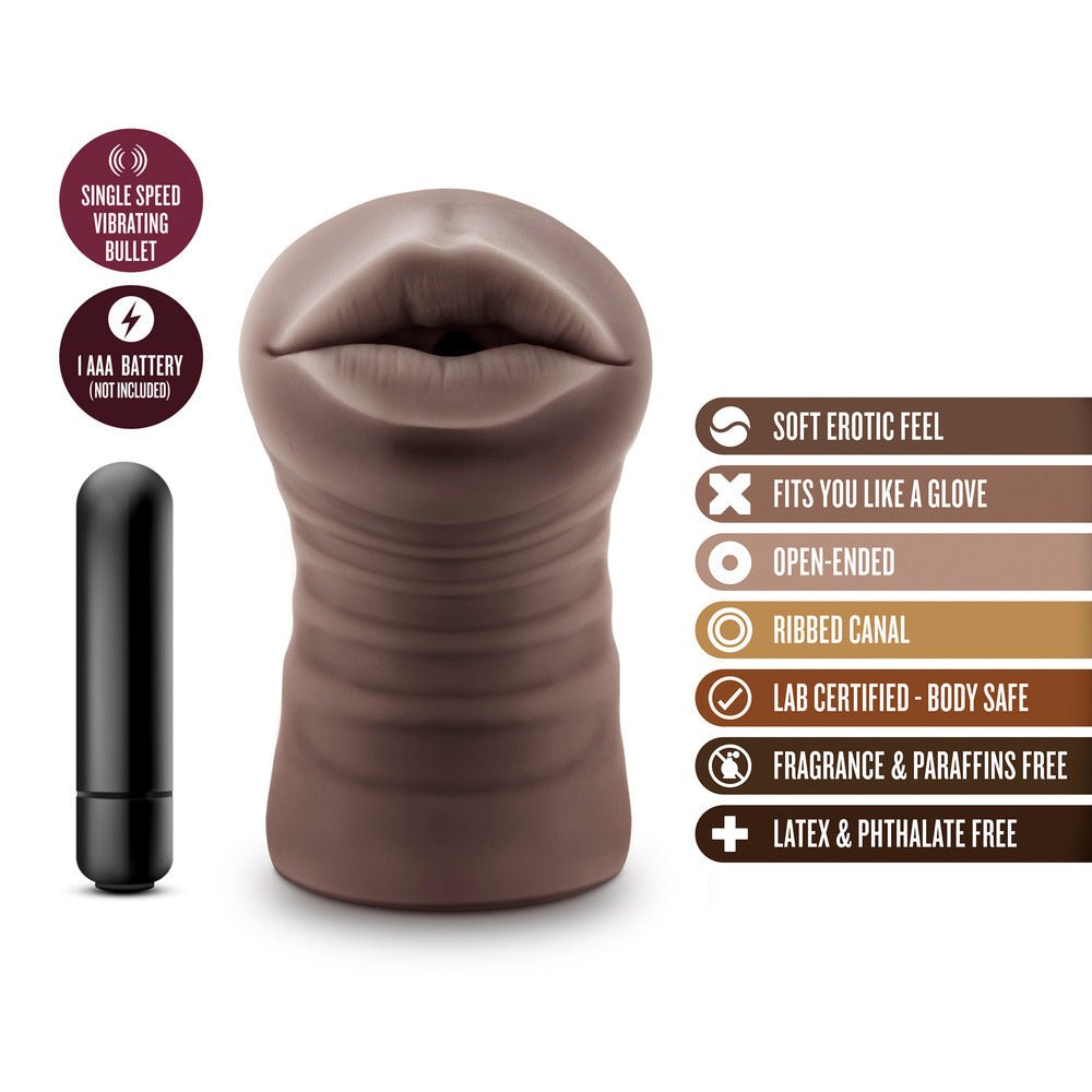 > Sex Toys For Men > Vibrating Vaginas Hot Chocolate Heather Mouth Vibrating Masturbator   