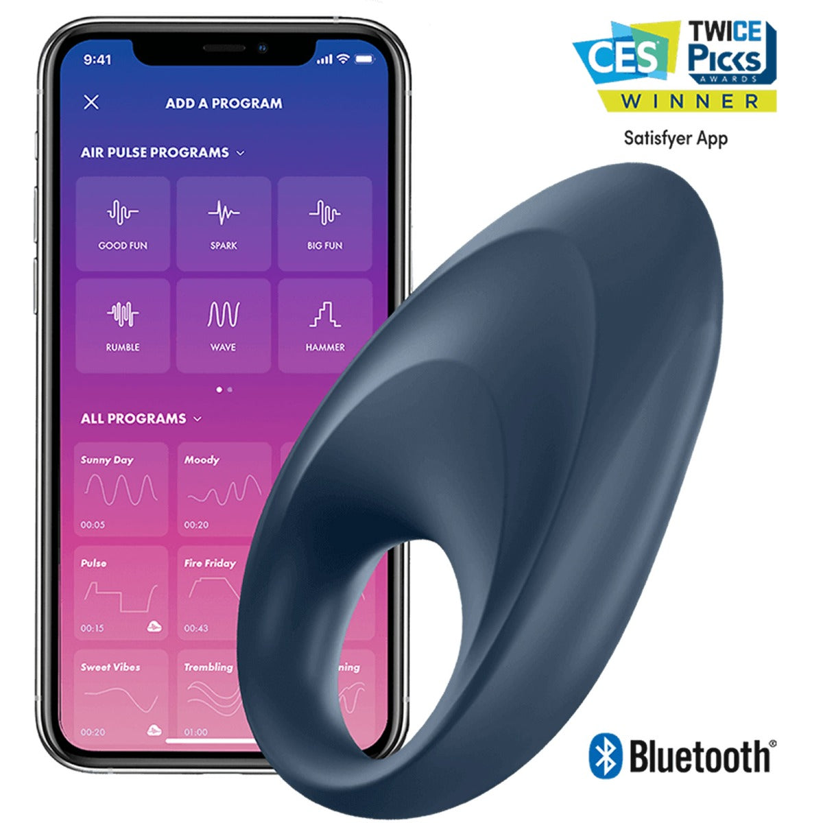 Vibrating Cock Rings Satisfyer Mighty One Ring Vibrator Blue   